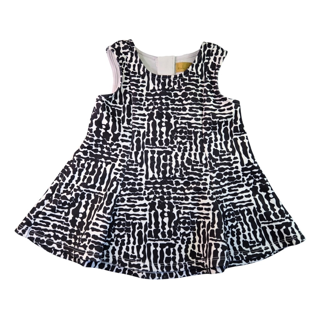 Nicole Miller Toddler Girls 4T Black White Abstract Print Fit Flare Zipper Dress